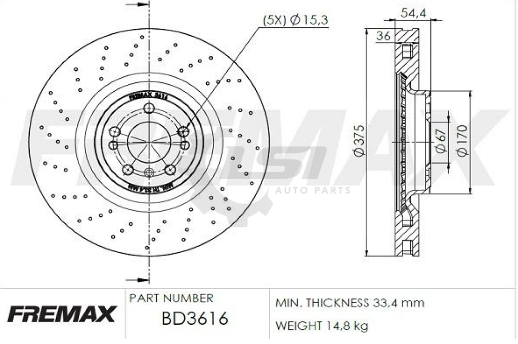Front Brake Pads And Cross Drilled 375Mm Disc Rotors Set For Mb Ml350 12-15 W166 Kit