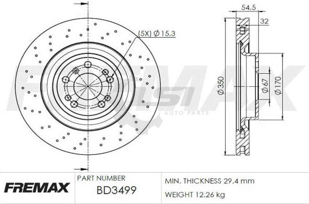 Front Brake Pads And Cross Drilled Disc Rotors Set For Mb Ml350 12-15 W166 Kit