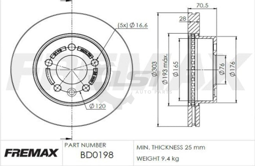 Front Brake Pads And Disc Rotors For Vw Amarok 2H 3.0 2016-2019 303Mm Kit