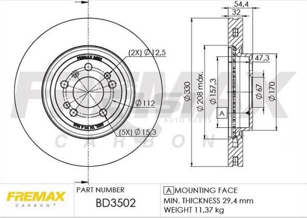 Front Brake Pads And Disc Rotors Set For Mb Ml250 12-15 W166 Non-Amg Package Kit