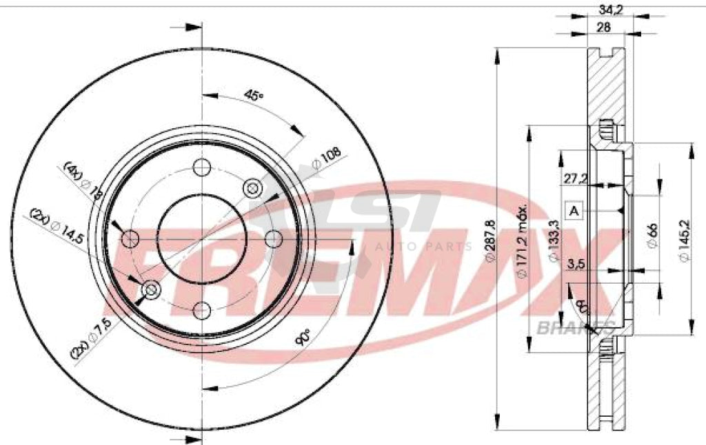 Front Brake Pads With Sensors And Disc Rotors For Citroen C5 Sx 2.0 2006-2008 Kit