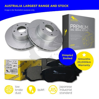 Front Dimple Slotted Disc Rotors + Brake Pad Set For Commodore Ve Vf 06-17 Kit