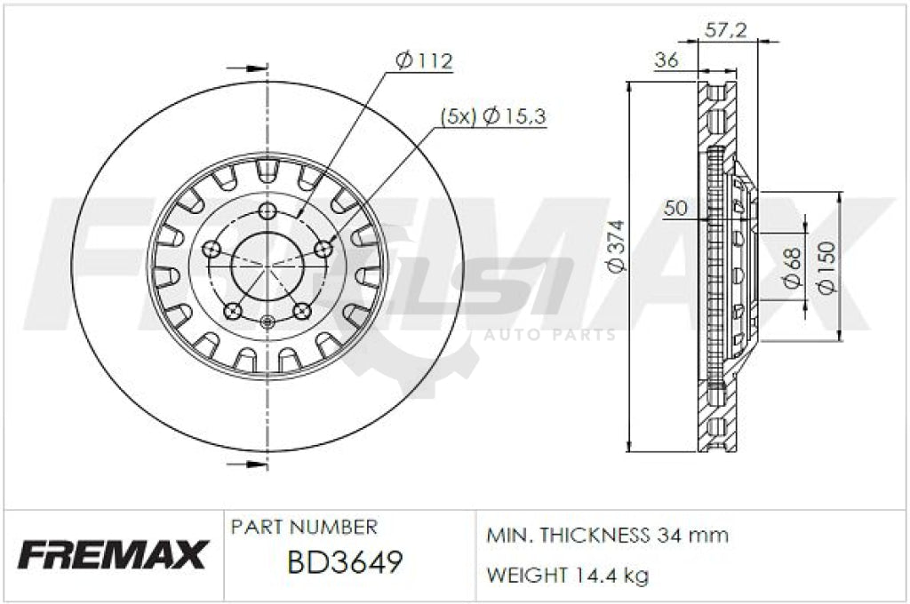 Fremax Front Disc Rotors For Audi Q7 Sq7 4M 4.0 Czac 2016-2020 Brake