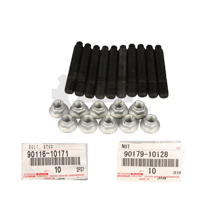 Genuine Toyota Landcruiser Hdj 100 105 4.2L 1Hdt Exhaust Manifold Stud Nut Set Bolt