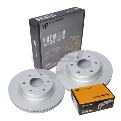 Horsepower Geomet Coated Front Brake Disc Rotors and Brake Pads for Haval H9 2.0 2015-on Brake Disc Rotors
