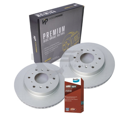 Horsepower Rear Brake Disc Rotors and Bendix Brake Pads for Haval H9 2.0 2015-on Brake Disc Rotors