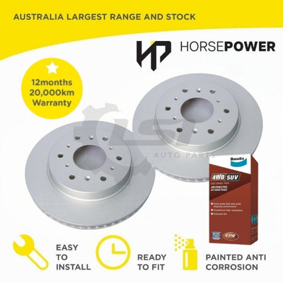 Horsepower Rear Brake Disc Rotors and Bendix Brake Pads for Haval H9 2.0 2015-on Brake Disc Rotors