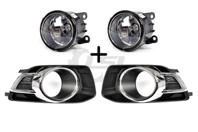 Pair Fog Light Lamp + Cover Surround Bezel Chrome for Ford Falcon FG s2 XR6 XR8 Fog Light