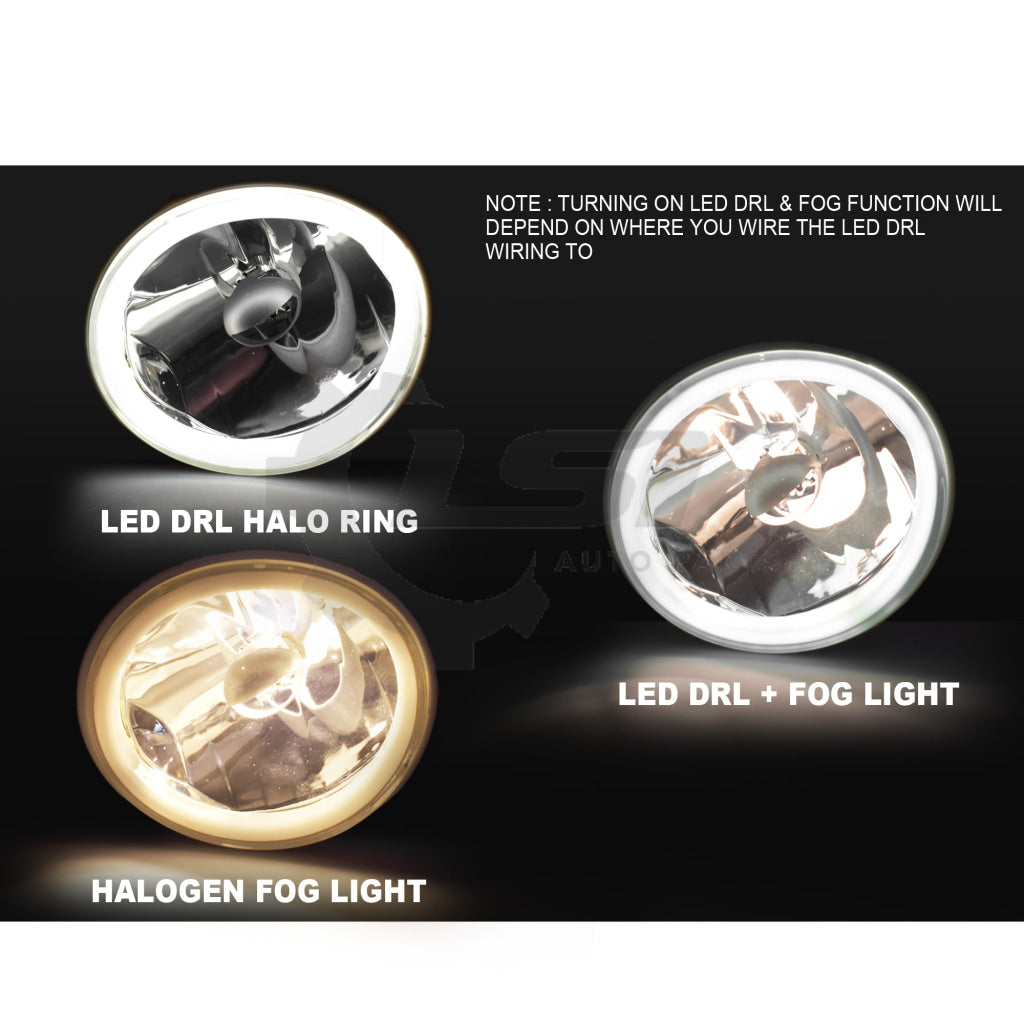 Pair Fog Light Lamp (Halo LED) & Lower Bumper Grille For Ford Falcon BF XR6 XR8 Fog Light