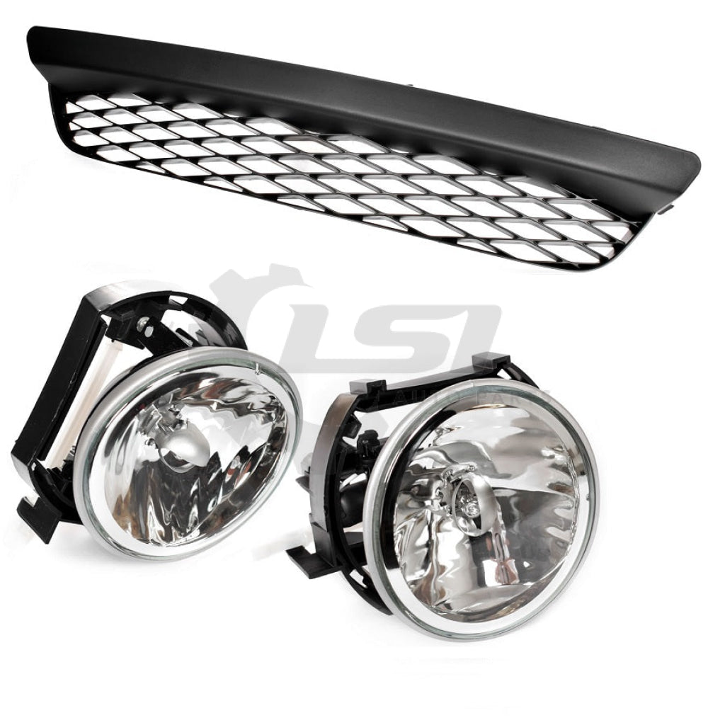 Pair Fog Light Lamp + Lower Bumper Mesh Grille Grill For Ford Falcon Ba Xr6 Xr8