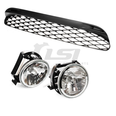 Pair Fog Light Lamp + Lower Bumper Mesh Grille Set for Falcon BF XR6 XR8 Grille Set