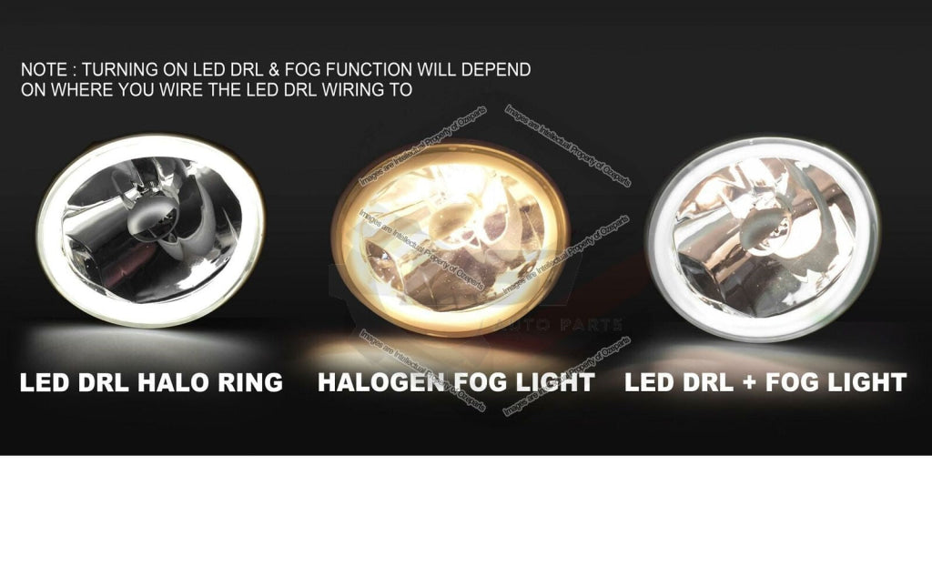 Pair Lh+Rh Fog Lights Spot Lamps (Halo Led) For Ford Falcon Ba Bf Xr6 Xr8 02-08 Light