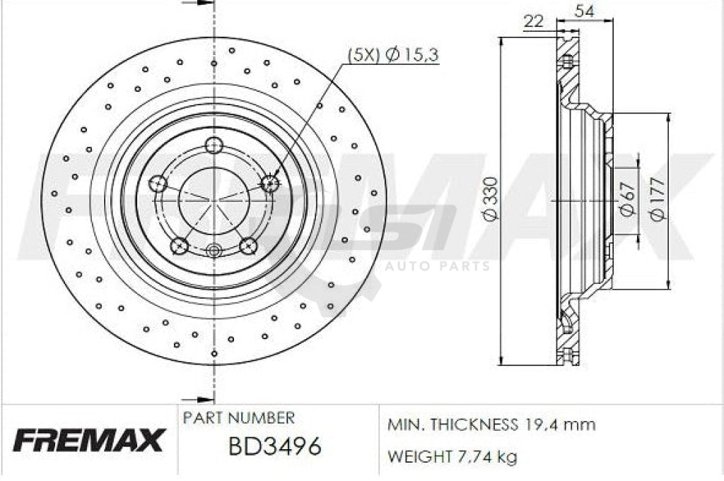 Rear Brake Pads And Cross Drilled Disc Rotors Set For Mb Ml350 12-15 W166 Kit