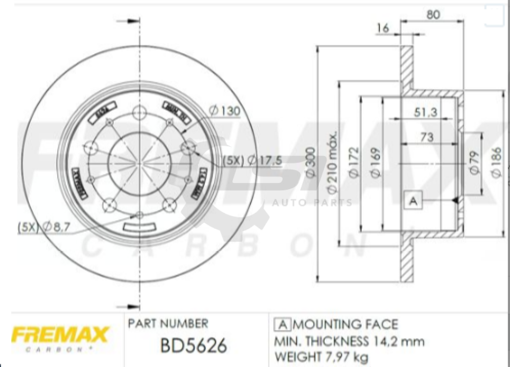 Rear Brake Pads And Disc Rotors For Fiat Ducato 2.3 3.0 2007-2017 300Mm Solid Kit