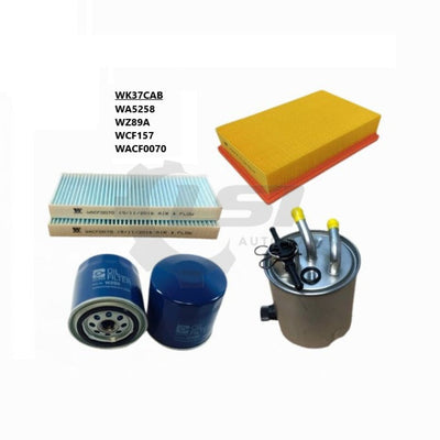 Wesfil Air Oil Fuel Cabin Filter Kit WK37CAB for Nissan Navara 2.5T Diesel D40 YD25 Spain Built Filter Service Kit
