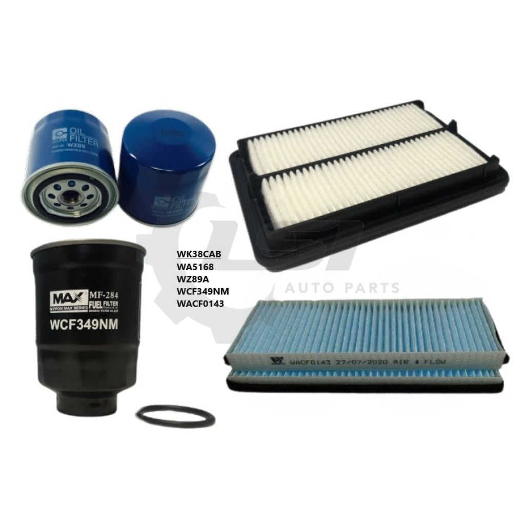 Wesfil Air Oil Fuel Cabin Filter Kit WK38CAB for Nissan Navara 2.5L TD D40 Diesel Thai Buillt Filter Service Kit