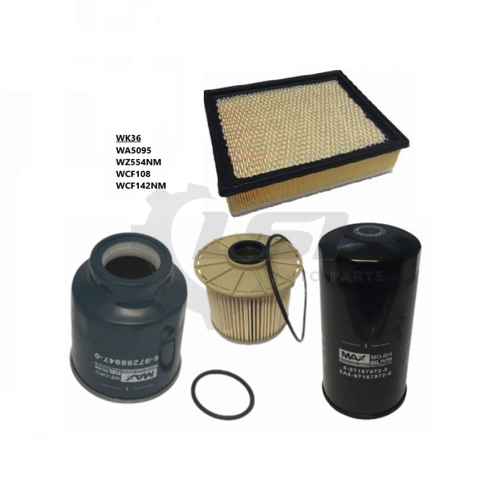 Wesfil Air Oil Fuel Filter Kit WK36 for for Isuzu D-Max 2008-2012 3.0L 4JJ1-TC Filter Kit