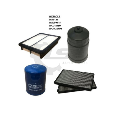 Wesfil Air Pollen Oil Fuel Cabin Filter Kit WK98CAB for Hyundai iLoad TQ 2.5L 02/2008-09/2021 D4CB Filter Kit