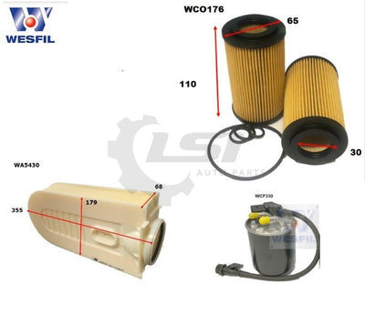 Wesfil Oil Air Filter Set For Mercedes Benz Gle250 Ml250 W166 Service Kit
