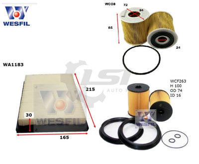 Wesfil Oil Air Filter Set For Mini Cooper R50 R52 Service Kit