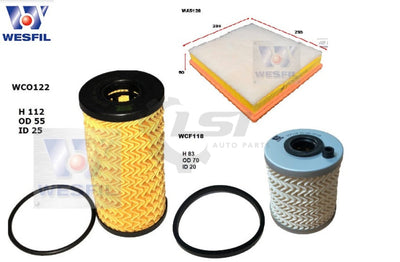 Wesfil Oil Air Filter Set For Renault Trafic X83 Service Kit