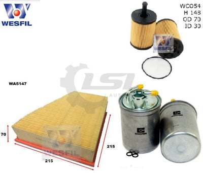 Wesfil Oil Air Filter Set For Vw Polo 9N Service Kit