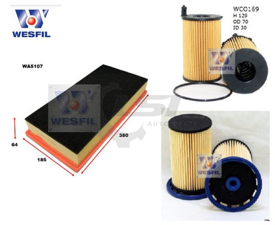 Wesfil Oil Air Filter Set For Vw Touareg 7P Service Kit
