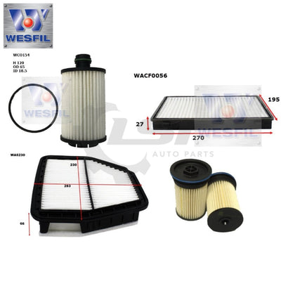 Wesfil Oil Air Fuel Cabin Filter Service Kit For Holden Captiva Z22D1 2011-2019