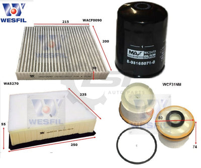 Wesfil Oil Air Fuel Cabin Filter Service Kit For Isuzu D - Max Tf 3.0L 06/12 - On