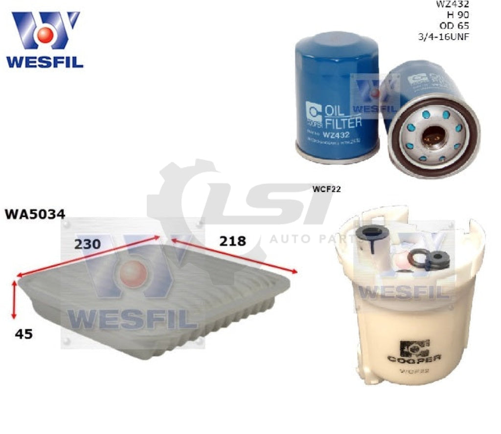 Wesfil Oil Air Fuel Filter Service Kit For Toyota Camry Acv36R 2.4L 09/02-06/06