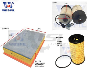 Wesfil Oil Air Filter Set For Renault Master X62 Service Kit